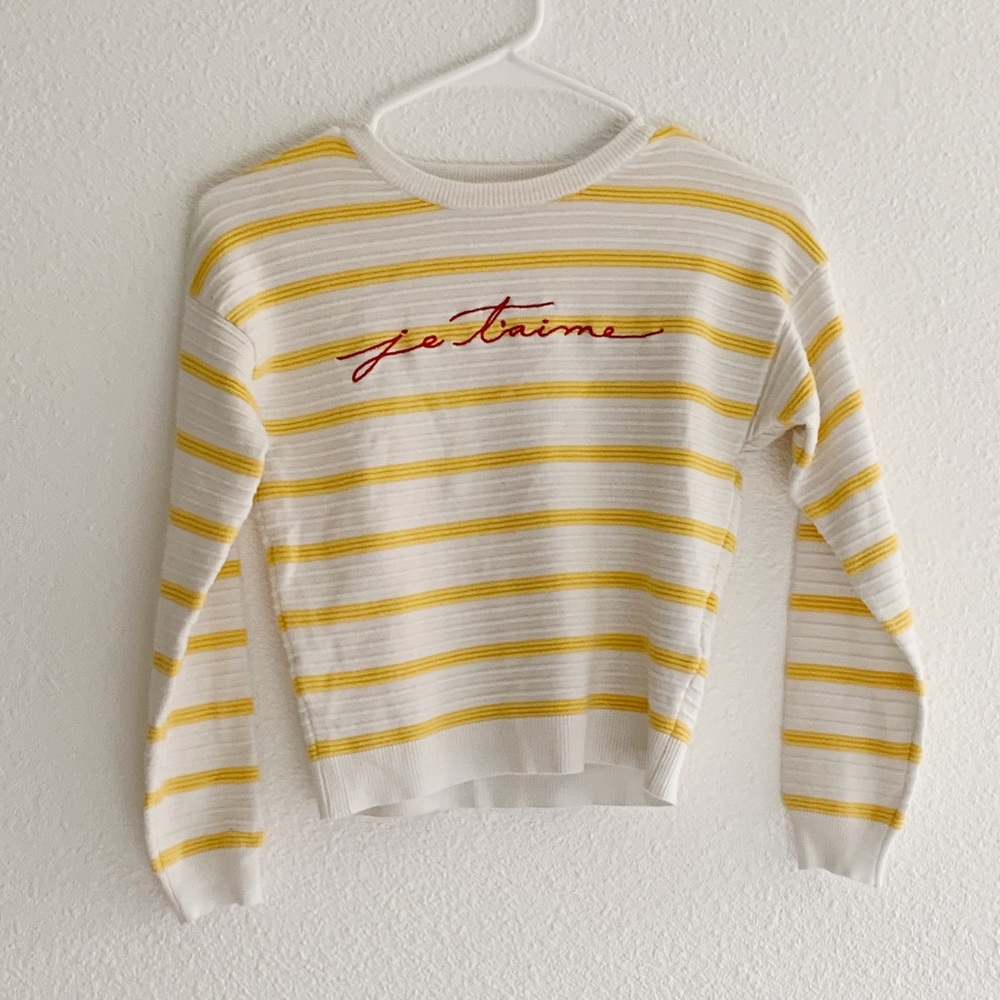 Girls Striped Knit “Je T’aime”  Long Sleeve
